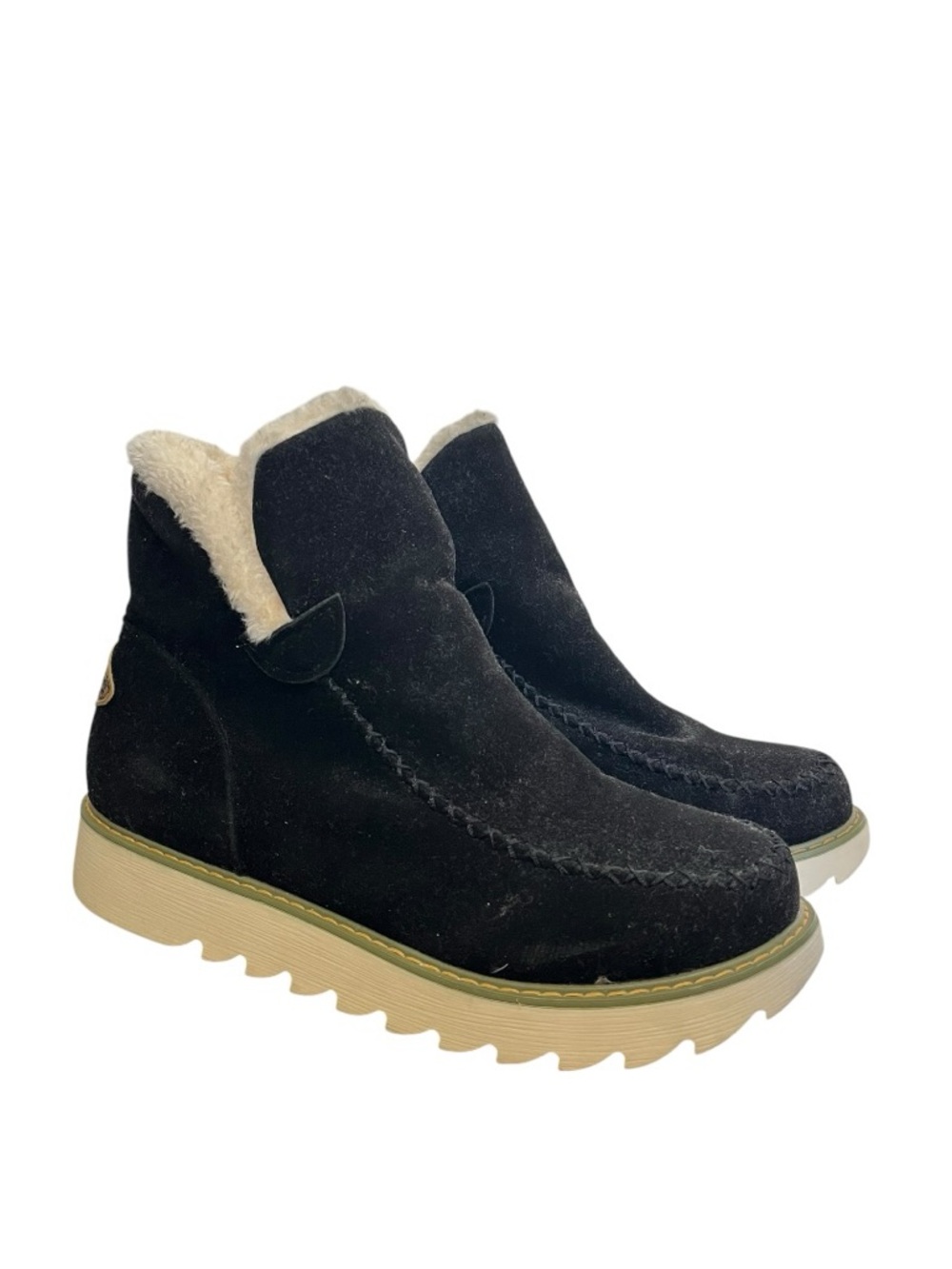 AVATCFS Sport | Black Cream Faux Fur Lined Suede Ankle‎ Pull On Boots 7